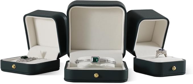 Bracelet Box, Leather Necklace Gift Box,Premium Small Jewelry Box,Luxury Gift Box For Chains (Dark Green)