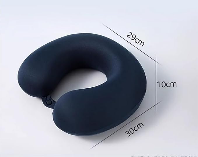 Memory Foam Travel Neck Pillow - Ergonomic & Compact Design for Airplane, Car Rides and Long Journeys (Cyan)