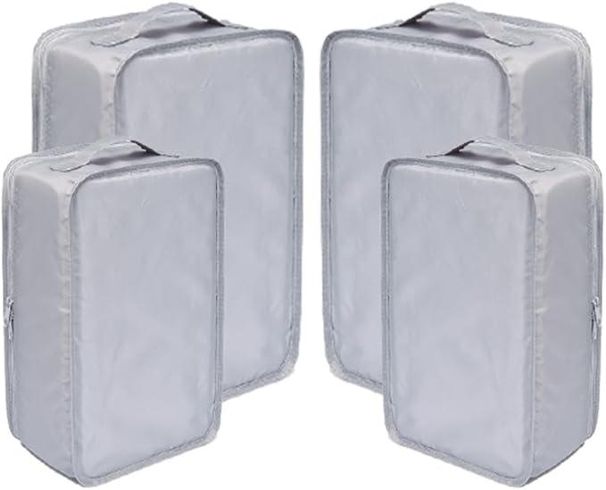 Travel Shoe Bags, Foldable Waterproof Shoe Pouches Organizer-Double Layer (2+2 Grey Shoebags)