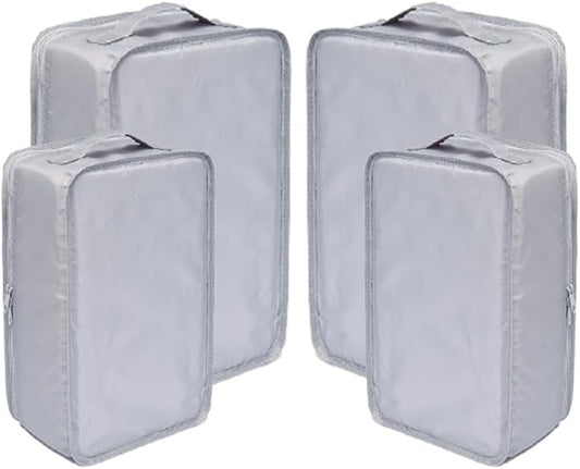 Travel Shoe Bags, Foldable Waterproof Shoe Pouches Organizer-Double Layer (2+2 Grey Shoebags)