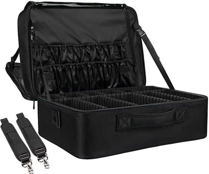 Extra-large Makeup Case, a Must for Double-layer Travel, a Storage Case for Professional Makeup Artists to Put Cosmetics, with Adjustable Partitions and Support
