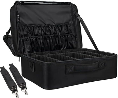 Extra-large Makeup Case, a Must for Double-layer Travel, a Storage Case for Professional Makeup Artists to Put Cosmetics, with Adjustable Partitions and Support