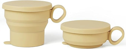 carrotez 2 pack MiniSilicone Collapsible Travel Cup for Camping, Hiking, Backpacking, and Picnics, 6 oz, Reusable, Food-grade, BPA- Free, Lightweight, Unbreakable, Portable, Small Size - Yellow Butter