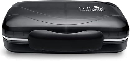 Travel Pill Organizer Large Portable Medication Fullicon Oversize 8 Compartment Pill Box, Vitamin Travel Case Pill Holder - Airtight & Moistureproof (Black)