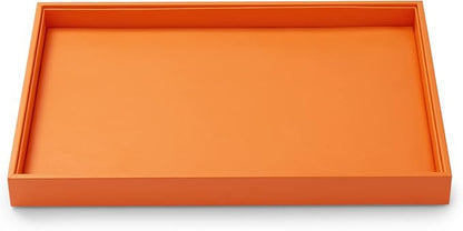 Oirlv Luxury Orange Leather Jewelry Tray Stackable Flat Jewelry Drawer Organizer Earrings Rings Bracelets Storage