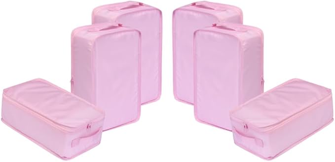 Travel Shoe Bags, Foldable Waterproof Shoe Pouches Organizer-Double Layer (6 Pink Shoe Bags)