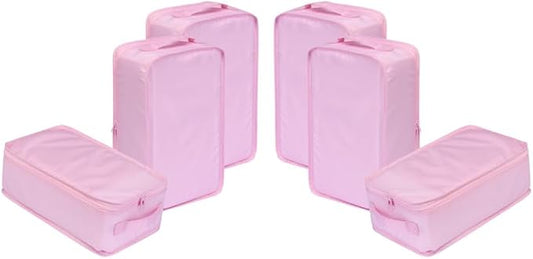 Travel Shoe Bags, Foldable Waterproof Shoe Pouches Organizer-Double Layer (6 Pink Shoe Bags)