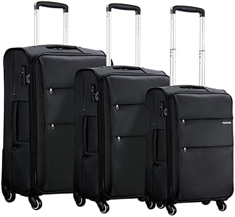 Hanke 20/24/28 Inch 3 Piece Luggage Set with Spinner Wheels Expandable Luggage Large Suitcases with Wheels Softside Checked Luggage Rolling Suitcase with Lock Lightweight Travel Luggage.(Dark Gray)