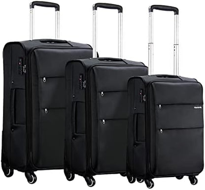Hanke 20/24/28 Inch 3 Piece Luggage Set with Spinner Wheels Expandable Luggage Large Suitcases with Wheels Softside Checked Luggage Rolling Suitcase with Lock Lightweight Travel Luggage.(Dark Gray)