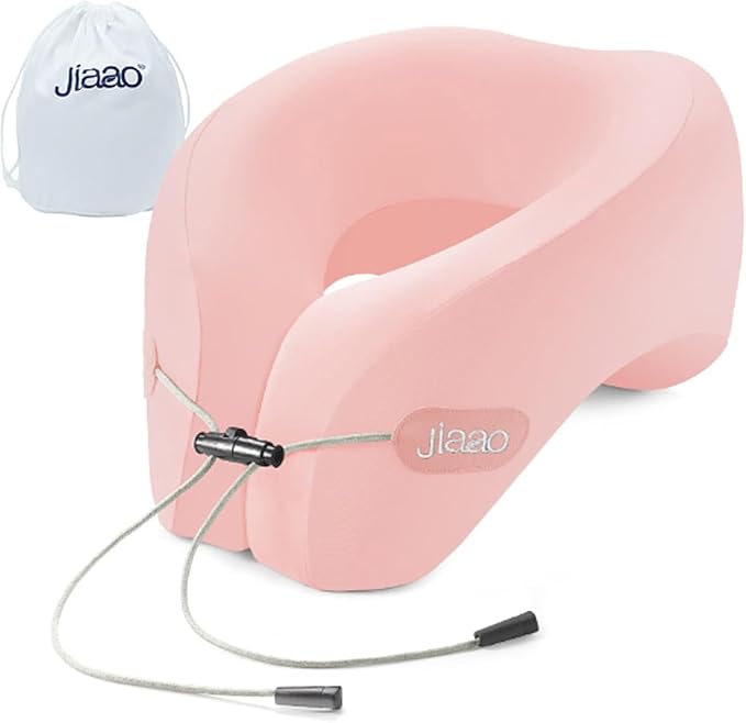 jiaao Travel Pillow,Travel Neck Pillows for Airplanes, Memory Foam Travel Pillows with 360° Head and Neck Support,Ergonomic Design Travel Essential Suitable for Plane,Car, Home,Train and Bus Trip