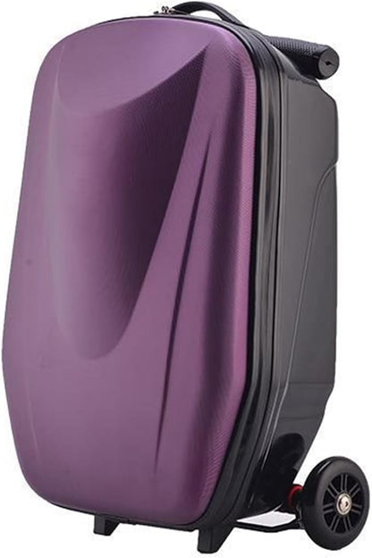 Scooter Suitcase Carry On Hardshell Ride On Suitcase Scooter for Kids Age 4-15, Multifunctional Ride On Lightweight Kids Luggage with Wheels(Size:Purple)