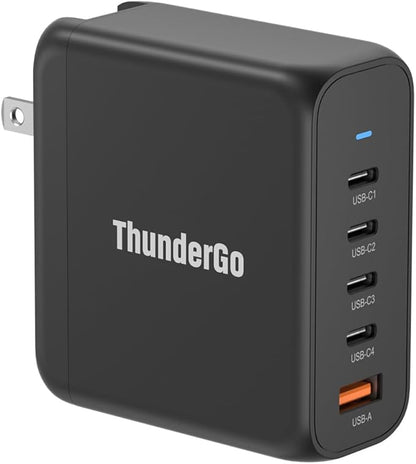 140W USB C Wall Charger Fast Charging Station, 5-Ports with 4 USB-C Ports +1 USB-A Ports PD & QC 3.0 Fast Charging, Adapter for MacBook Pro/Air,iPhone 17/16/Pro/Samsung Galaxy and More