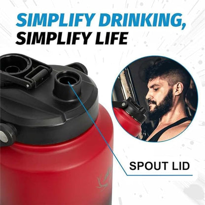 NATURE PIONEOR One Gallon Water Bottle Insulated - Large Double Vacuum Stainless Steel 128 oz Water Bottle with Holder/Carrier, 1 Gallon Water Jug,128oz, Wide Mouth