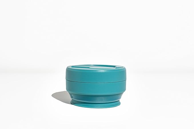 STOJO Collapsible Travel Cup - Reusable To-Go Pocket Size Silicone Bottle for Hot and Cold Drinks - Perfect for Camping - Microwave & Dishwasher Safe (16 Ounce (Pack of 1), Translucent Eucalyptus)