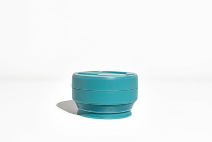 STOJO Collapsible Travel Cup - Reusable To-Go Pocket Size Silicone Bottle for Hot and Cold Drinks - Perfect for Camping - Microwave & Dishwasher Safe (16 Ounce (Pack of 1), Translucent Eucalyptus)