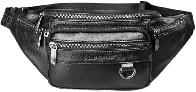 Leather Fanny Pack Mens Genuine Leather Waist Bag Sport Travel Hiking