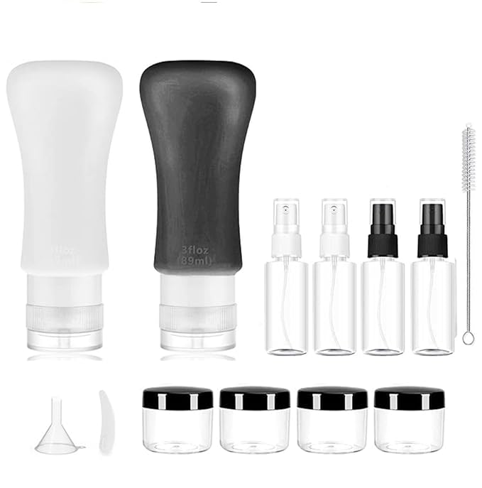 18 Pack Travel Bottles, 3oz & 2oz Leak Proof Toiletries, Perfect for Business or Personal Travel, Fun Outdoors Silicone 18 Pieces