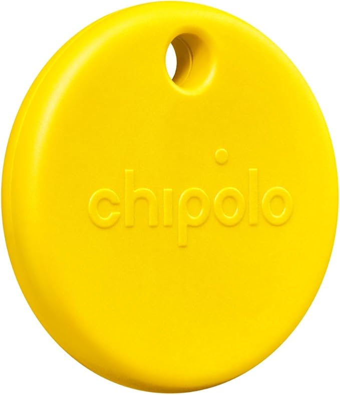 Chipolo POP Tracker Tag - Colorful, Compatible, Loud Bluetooth Tracker with Call Your Phone & Out of Range Alert, Works with Apple Find My or Google's Find My Device (Yellow)