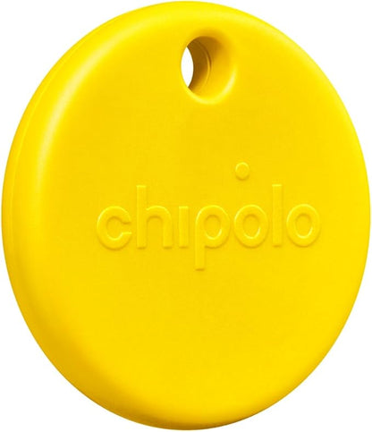 Chipolo POP Tracker Tag - Colorful, Compatible, Loud Bluetooth Tracker with Call Your Phone & Out of Range Alert, Works with Apple Find My or Google's Find My Device (Yellow)
