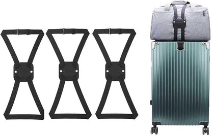 Adjustable Luggage Straps for Suitcases Add a Bag High Elastic Travel Bag Bungees Connecting Carry On Bag TSA Approved (3 Pack Black)