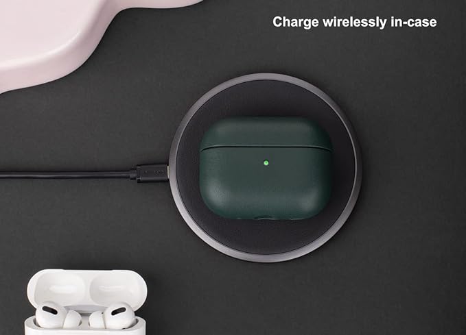 Leather Case for AirPods Pro 2nd Generation (Not for AirPods Pro 1st Gen), Lopie Handmade AirPods Pro 2 Leather Case Cover, Protective Case Fully-Wrapped with Top Grain Leather - Dark Green