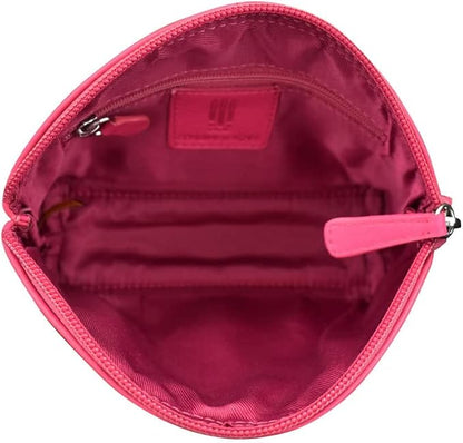 ili New York Genuine Leather Cosmetic Pouch – RFID Blocking, Leather Makeup Bag for Purse with Top Zip Closure & Interior Zip Pocket, Perfect as a Compact and Stylish Travel Cosmetic Bag