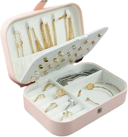 Jewelry Box For Girls | PU Leather Travel Jewelry Case | Jewelry Boxes For Women | Jewelry Organizers And Storage | Box For Earring, Ring, Necklace - Bridesmaid Gifts For Women (Pink)