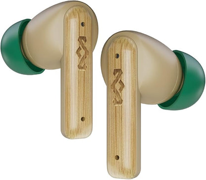 House of Marley Little Bird True Wireless Earbuds, Touch Controls, Built-in Mic, 24 Hours Playtime with Case, USB-C Quick Charge, Sustainable Materials, Movie and Gaming Mode, Cream