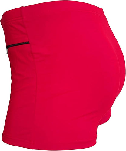 2 Packs Men's Boxer Briefs Hidden Pocket, Can keep your Insulin Pump, Pickpocket Proof Secret Pocket Underwear. (Red)