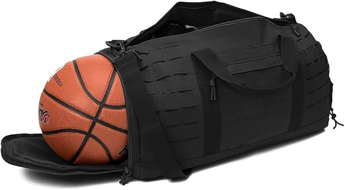 QT&QY 40L Military Tactical Duffle Bag For Men Sport Gym Fitness Tote Travel Training Workout With Shoe Compartment Basketball Football Weekender