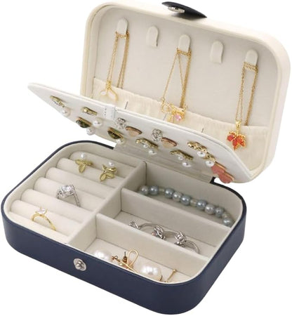Jewelry Box For Girls | PU Leather Travel Jewelry Case | Jewelry Boxes For Women | Jewelry Organizers And Storage | Box For Earring, Ring, Necklace - Bridesmaid Gifts For Women (Blue)