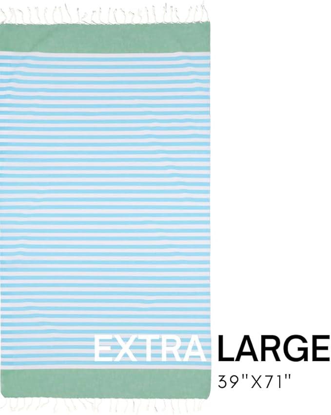 BAY LAUREL Turkish Beach Towel with Travel Bag 39 x 71 Quick Dry Sand Free Lightweight Large Oversized Towels Light
