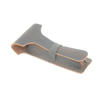 JJNUSA Handmade Sleeve Travel Pouch Leather Safety Razor Case, Double Edge Razor 4.5", Old Fashioned Razor Sleeve Shaving Accessories Men's Shaving Razor (Dark Brown)