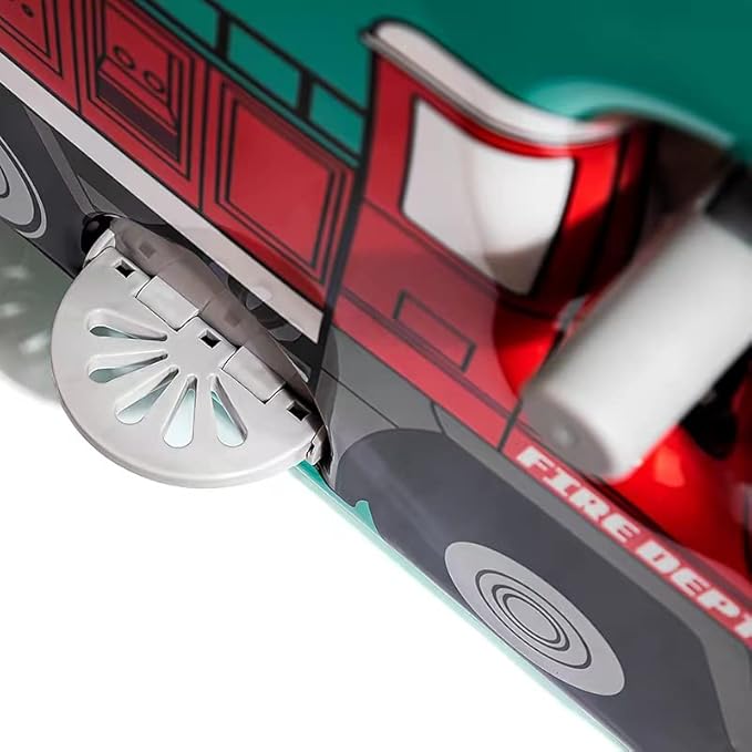 Younglingz LIL FLYER GO Version 2 Ride On Suitcase for Kids | Carry On Luggage with Toddler Seat, Foldable Handlebars, Pedals, and Removable Wheels | Holds up to 80 lbs | FIRETRUCK | Ages 2-6