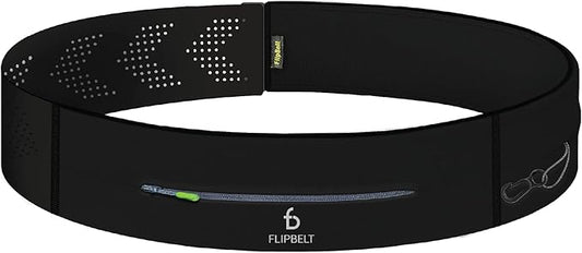 FlipBelt Adjustable Running Belt, Fitness and Running Fanny Pack for Women and Men, Non Chafing Waist Band Pack for Phone Keys Money, Moisture Wicking Storage Belt, USA Company