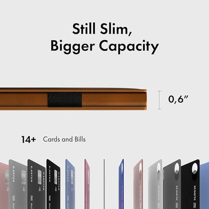 Ekster Men's Wallet PRO | RFID Blocking Parliament Leather Minimalist Wallet | Holds 14 Cards & Cash | Slim Cardholder for Men w/Push Button Designed for Quick Card Access | Tan