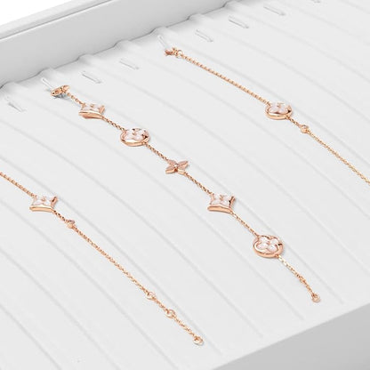 Oirlv Premium White Leather Stackable Jewelry Tray 18 Gird Necklace Bracelet Organizer Showcase Necklace Display Tray