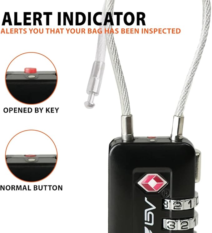 TSA Accepted Luggage Travel Lock, Set-Your-Own Combination Lock for School Gym Locker, Luggage Suitcase Baggage Locks, Filing Cabinets, Toolbox, Case (Black, 6 Pack)