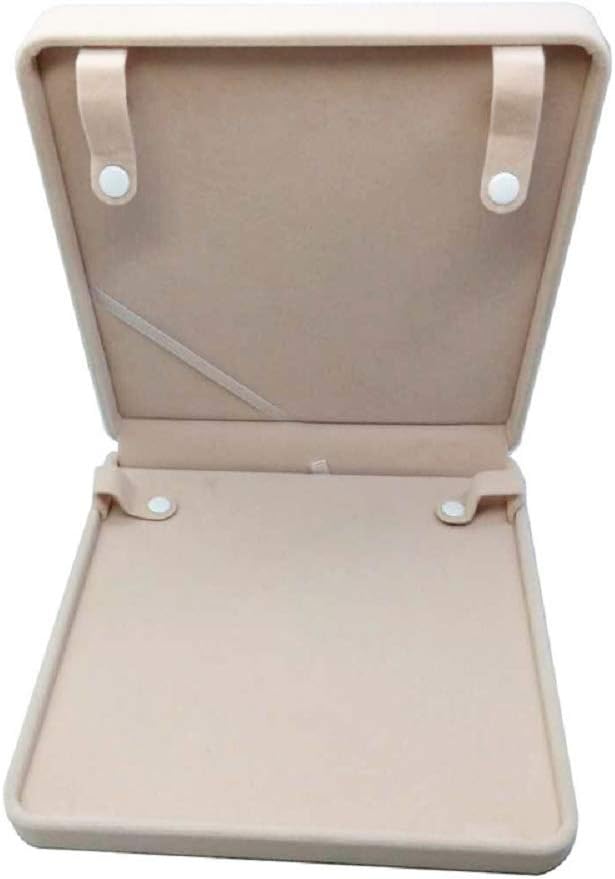 Jewelry Set Velvet Box Necklace Earring Ring Necklace Bracelet Gift Display Case Wedding Jewelry Storage Holder (Beige for Long Pearl Chain)