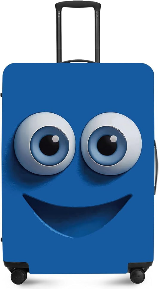 ANNA QUEEN Cut Blue Emoticons Luggage Cover Washable Suitcase Protector Suitcase Cover Anti-Scratch,Stretchable Fit for 18-32Inch Luggage,Travel Bag Cover XL(fits 29-32Inch suitcase)