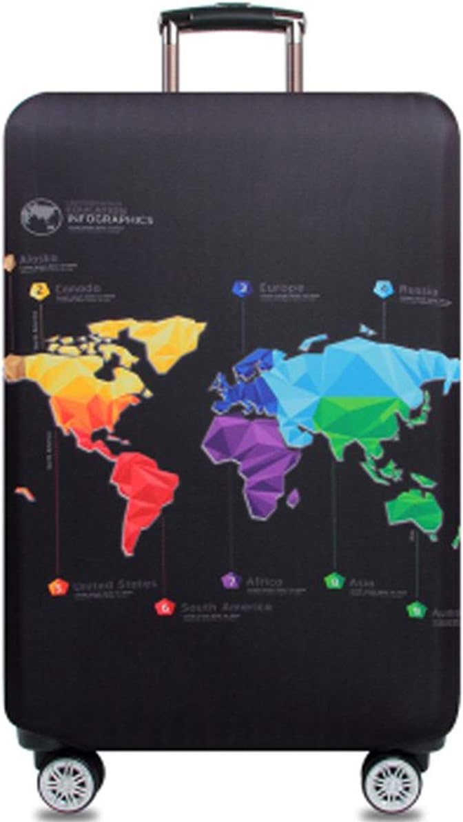 WUJIAONIAO Travel Luggage Cover Baggage Suitcase Cover Protector Skins 18-32 Inch (map, XL (for 29-32 inch luggage))