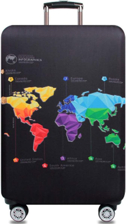 WUJIAONIAO Travel Luggage Cover Baggage Suitcase Cover Protector Skins 18-32 Inch (map, XL (for 29-32 inch luggage))