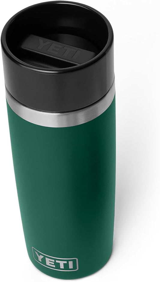 YETI Rambler 16 oz Travel Bottle, Stainless Steel, Vacuum Insulated with Leakproof Commuter Cap, Black Forest Green