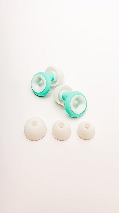 Reusable Silicone Earplugs for Sleeping – Soft Comfort Fit Noise Reduction Up to 27 dB – Ideal for Side Sleepers & Snoring Partners – 1 Pair (White & Green) with Travel Case