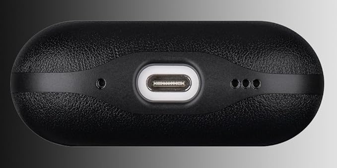 LOPIE Leather Case for AirPods Pro 2nd Generation - Handmade AirPods Pro 2 Case Cover with Lanyard - Made of Full Grain Leather - Drop Protection Hard Shell Cover - Wireless Charging Compatible, Black