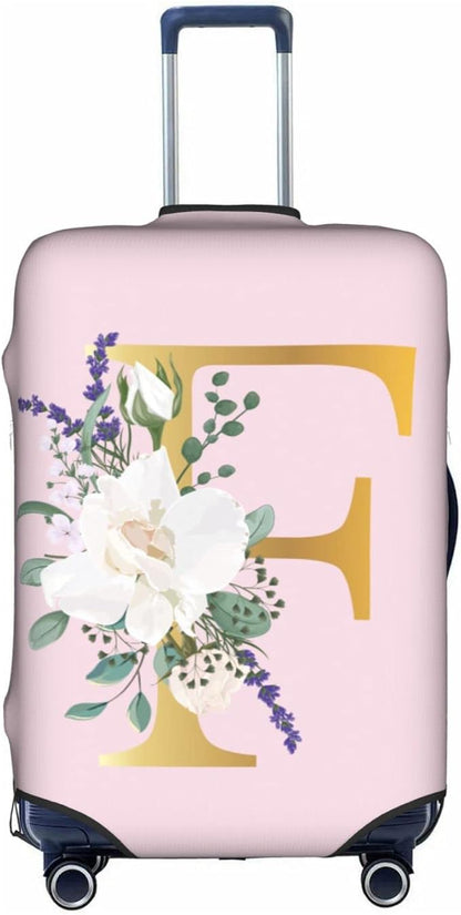 Flower Lette F Pink Luggage Cover Elastic Washable Stretch Suitcase Protector Anti-Scratch Travel Suitcase Cover for Kid and Adult S (18-21 inch suitcase)