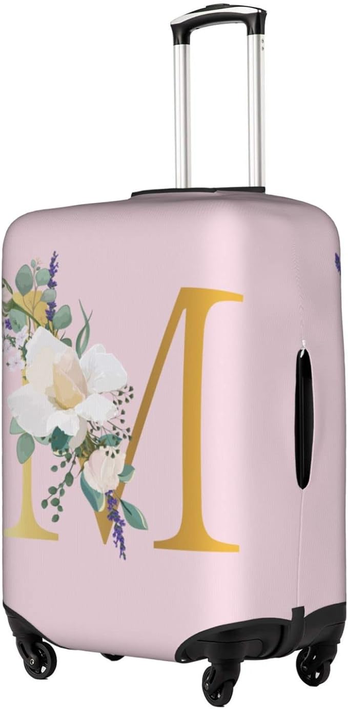 Flower Lette M Pink Luggage Cover Elastic Washable Stretch Suitcase Protector Anti-Scratch Travel Suitcase Cover for Kid and Adult S (18-21 inch suitcase)