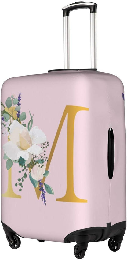 Flower Lette M Pink Luggage Cover Elastic Washable Stretch Suitcase Protector Anti-Scratch Travel Suitcase Cover for Kid and Adult S (18-21 inch suitcase)