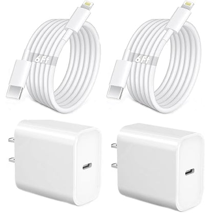 iPhone Fast Charger,Phone 14 13 12 11 Fast Charger USB C Wall Charger with 2-Pack 6FT Fast Charging Cable Compatible with iPhone 14/14 Pro/14 Pro Max/i Phone 13pro/12/11/X/8/7/6/iPad Pro/Mini/AirPods