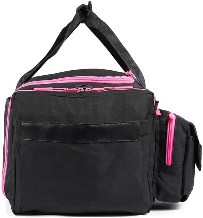 WOLFpak Ultimate 40L Gym & Travel Duffle Bag | Heavy-Duty Gear Bag w/Durable Waterproof 1000D Oxford Material | Hard Shell Base, Laptop Sleeve, Custom Patch Options | (Black Neon Pink)